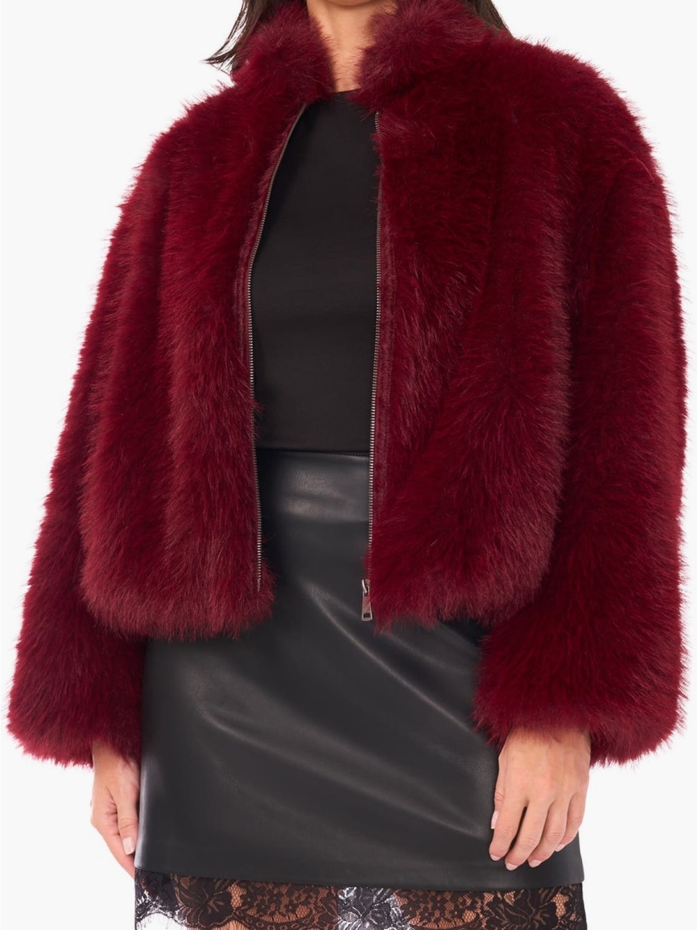 Vince Camuto: Stand Caollar Faux Fur Jacket